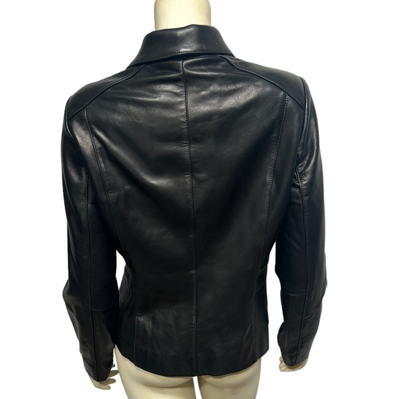 Apt. 9 Lambskin Leather Jacket Black Leather Coat Zip Up with Pockets Medium - Picture 3 of 5